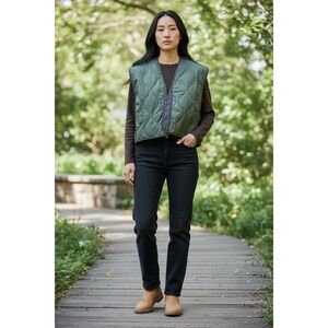 19 Cooper Womens‎ XL Olive Green Quilted Onion Stitch Open Front Vest New